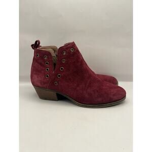 Skechers Lasso Auger Short Deco Eyelet Burgundy Suede Boots Women Size 8.5